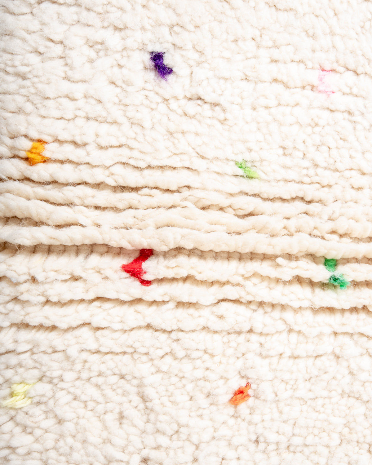 Modern, designer, handcrafted Berber rug from Morocco. Beniourain carpet with beautiful colours and patterns and fluffy wool texture.